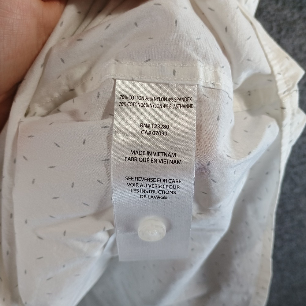 Travis Mathew Stretch Golf Shirt Men L White Sprinkles Pocket Button Up‎ Light - Picture 5 of 10